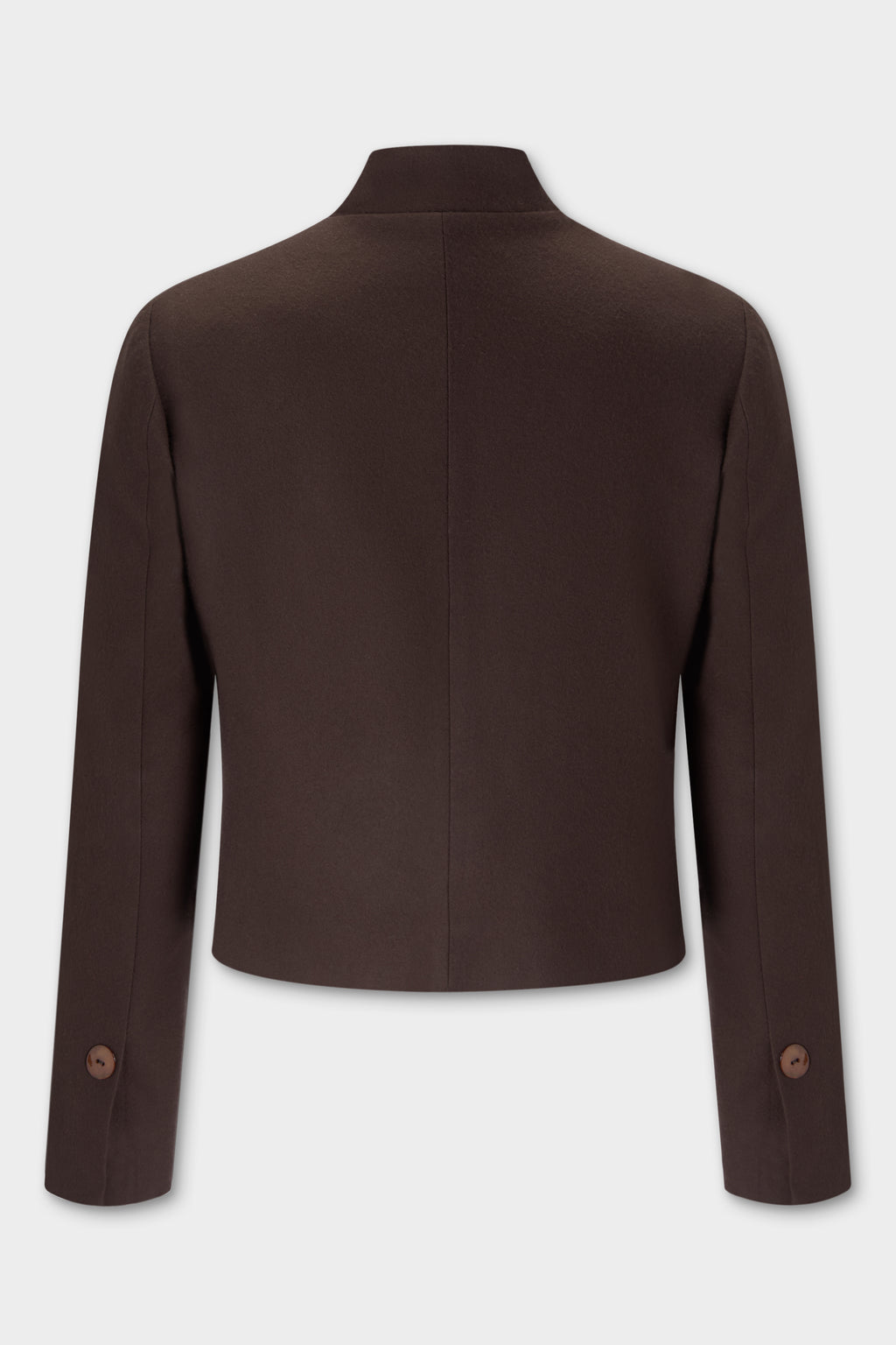 Corbu Jacket in chocolate brown virgin wool, back view