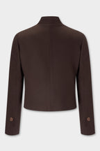 Corbu Jacket in chocolate brown virgin wool, back view