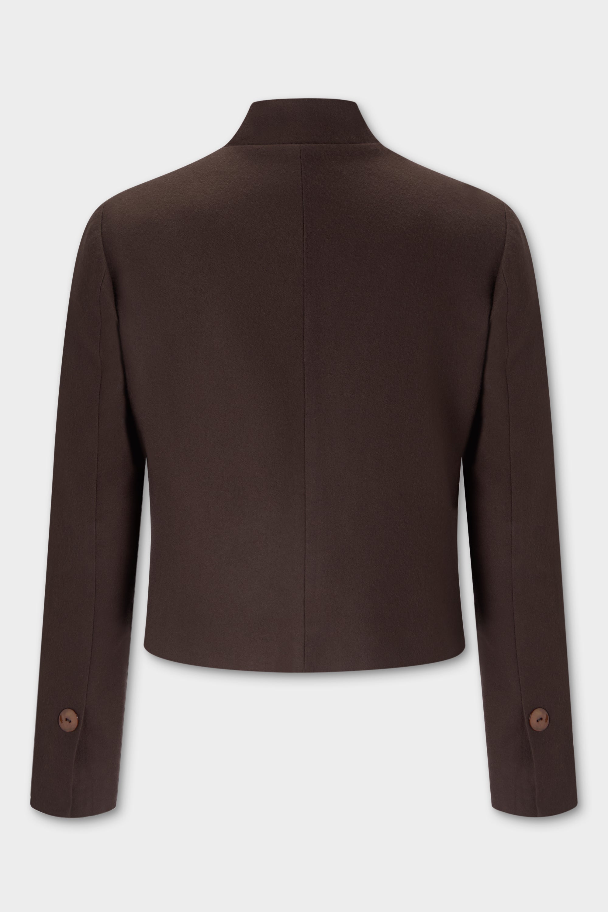 Corbu Jacket in chocolate brown virgin wool, back view