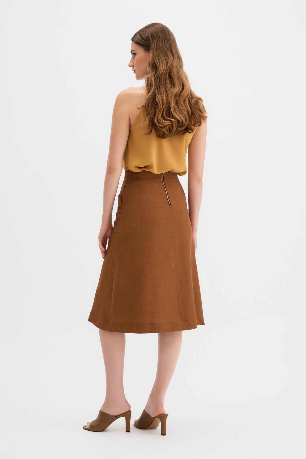 Kingma A-Line Skirt in burnt rust, styled full look