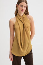 Ponti Top in saffron yellow silk, styled full look